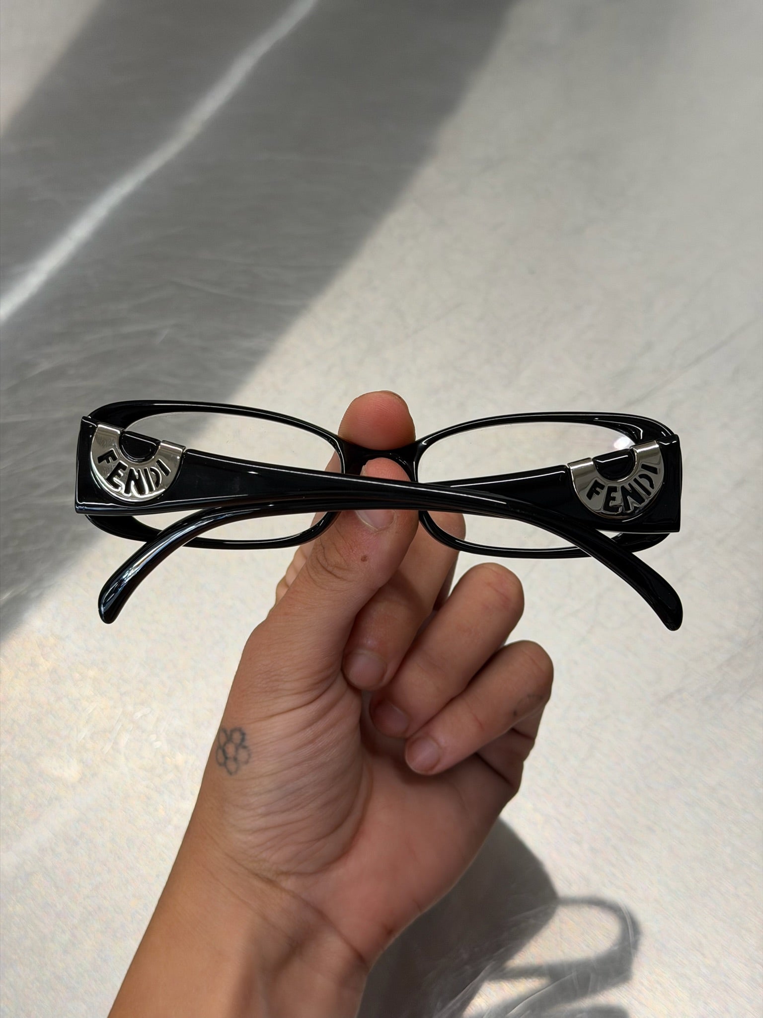 FENDI CLASSIC BLACK GLASSES WITH SILVER LOGO