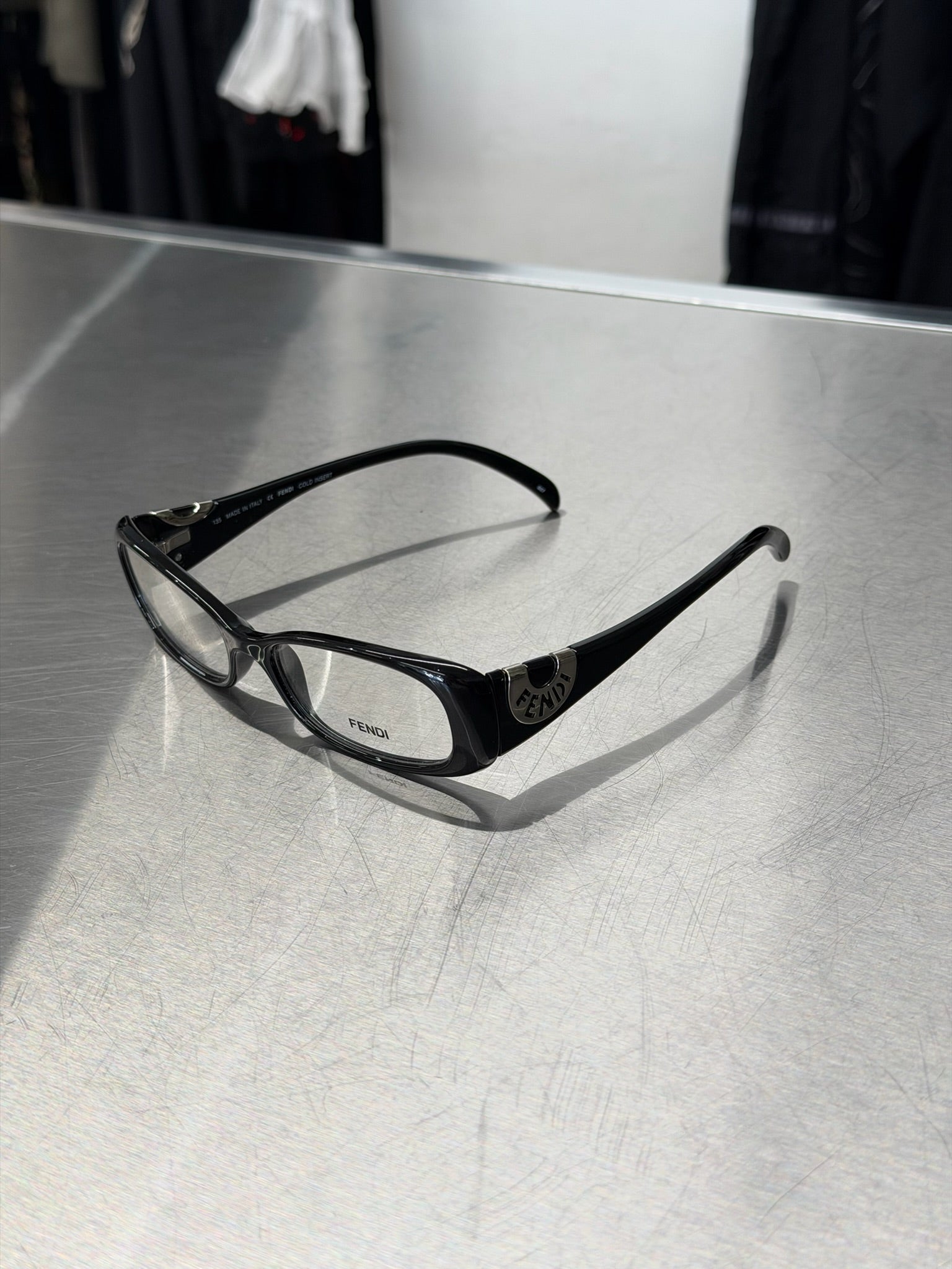 FENDI CLASSIC BLACK GLASSES WITH SILVER LOGO