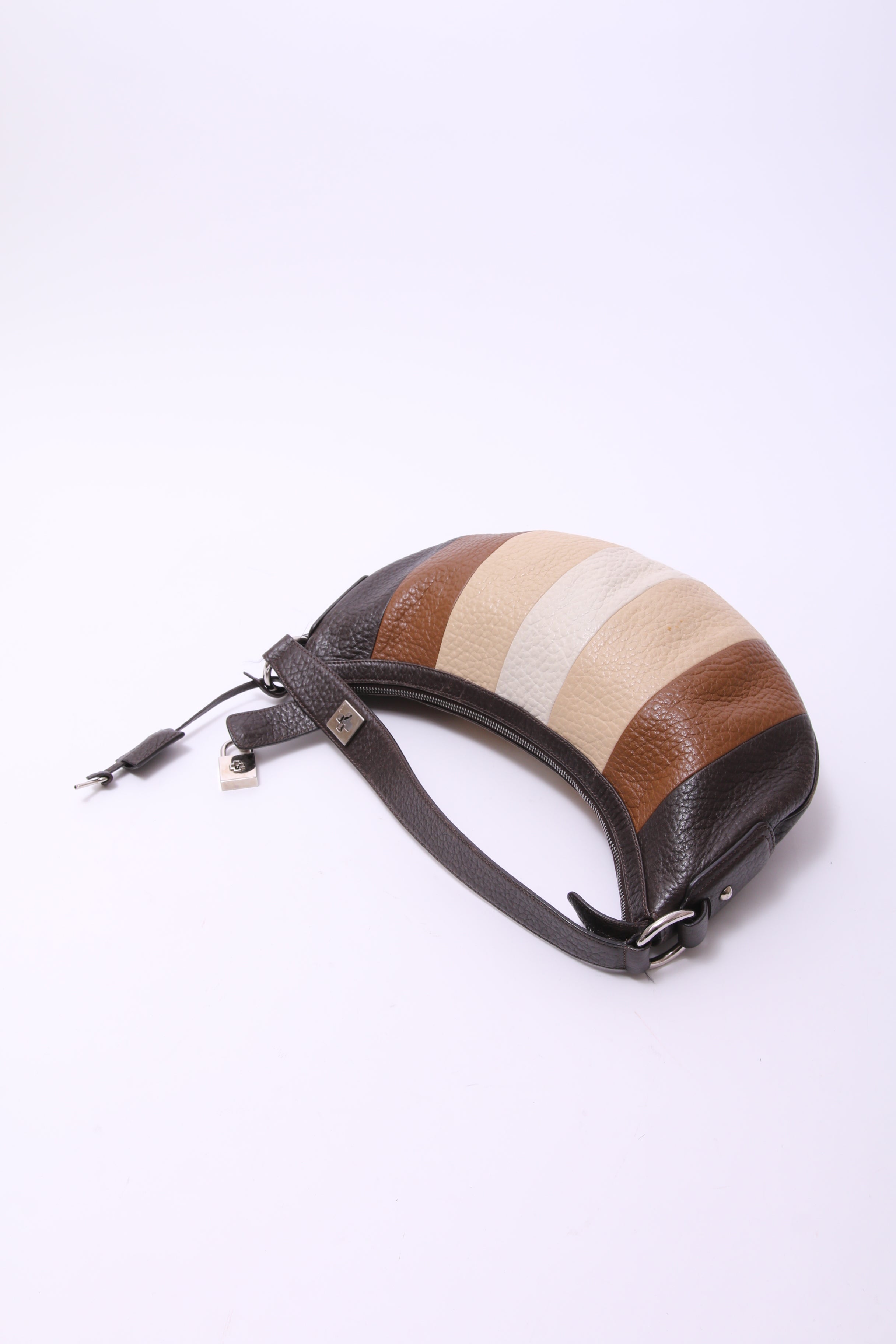 Bally big striped boat shaped shoulder bag in browns