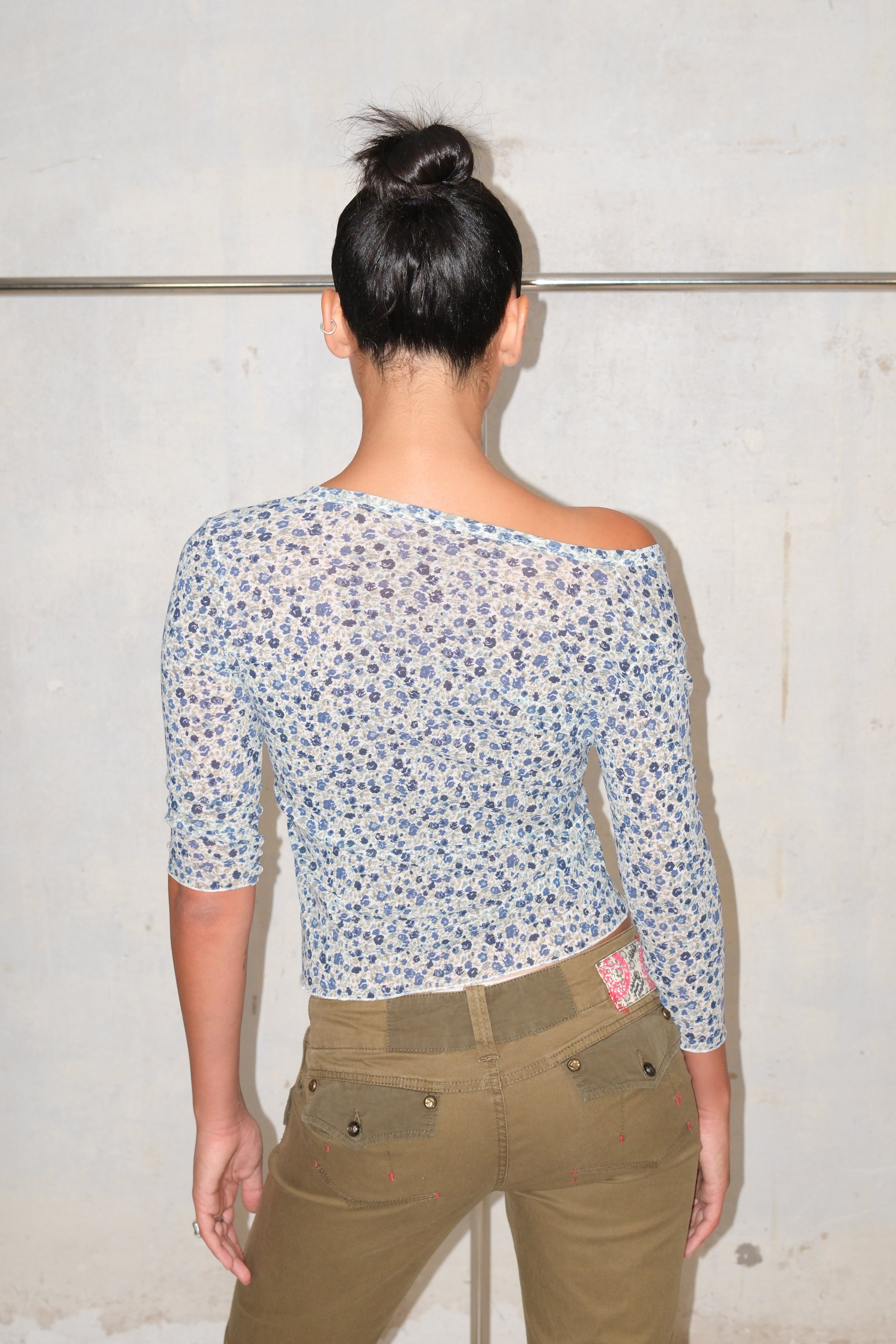 Sheer Floral Button-Up Top