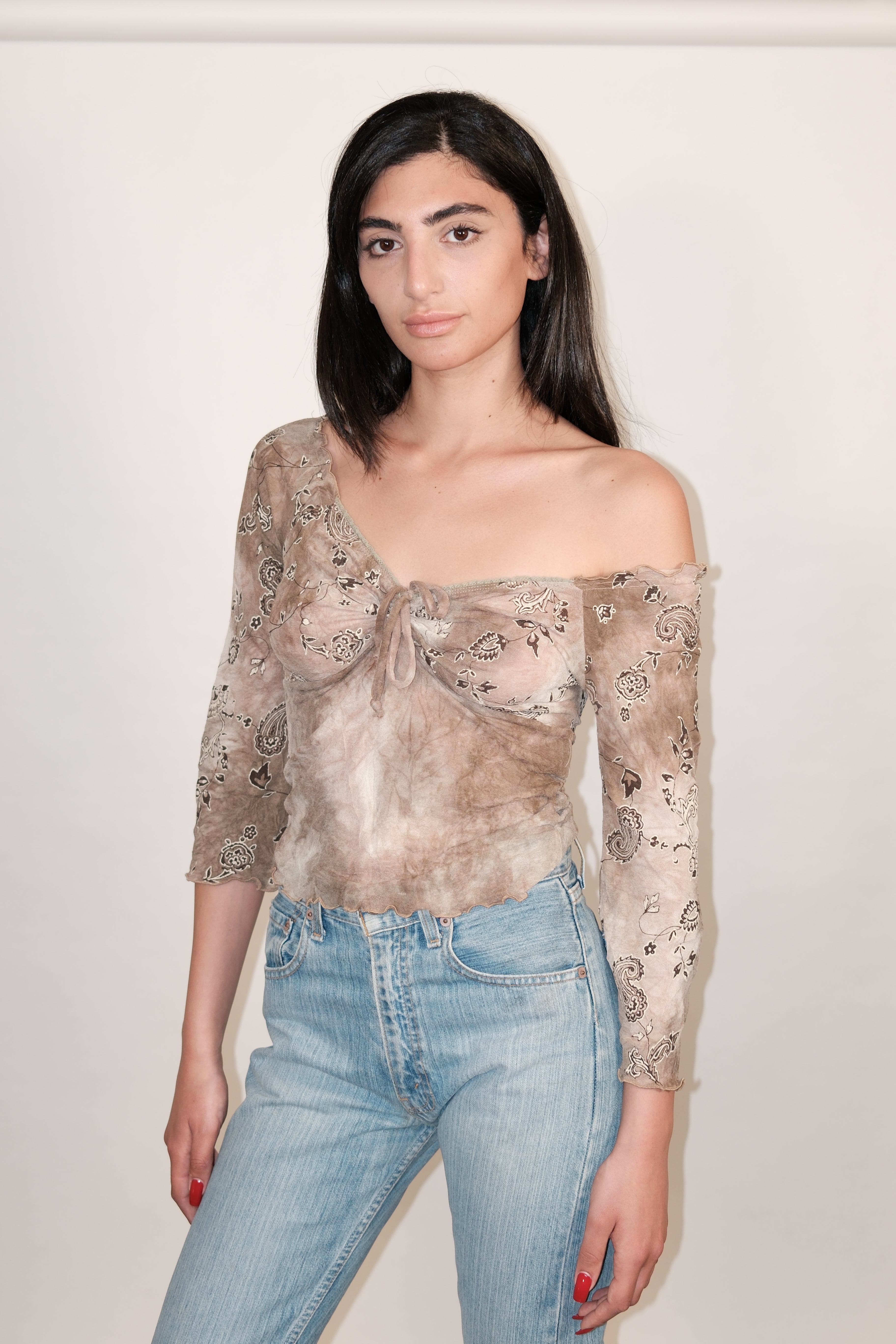 Boho Off-Shoulder Long Sleeve Top