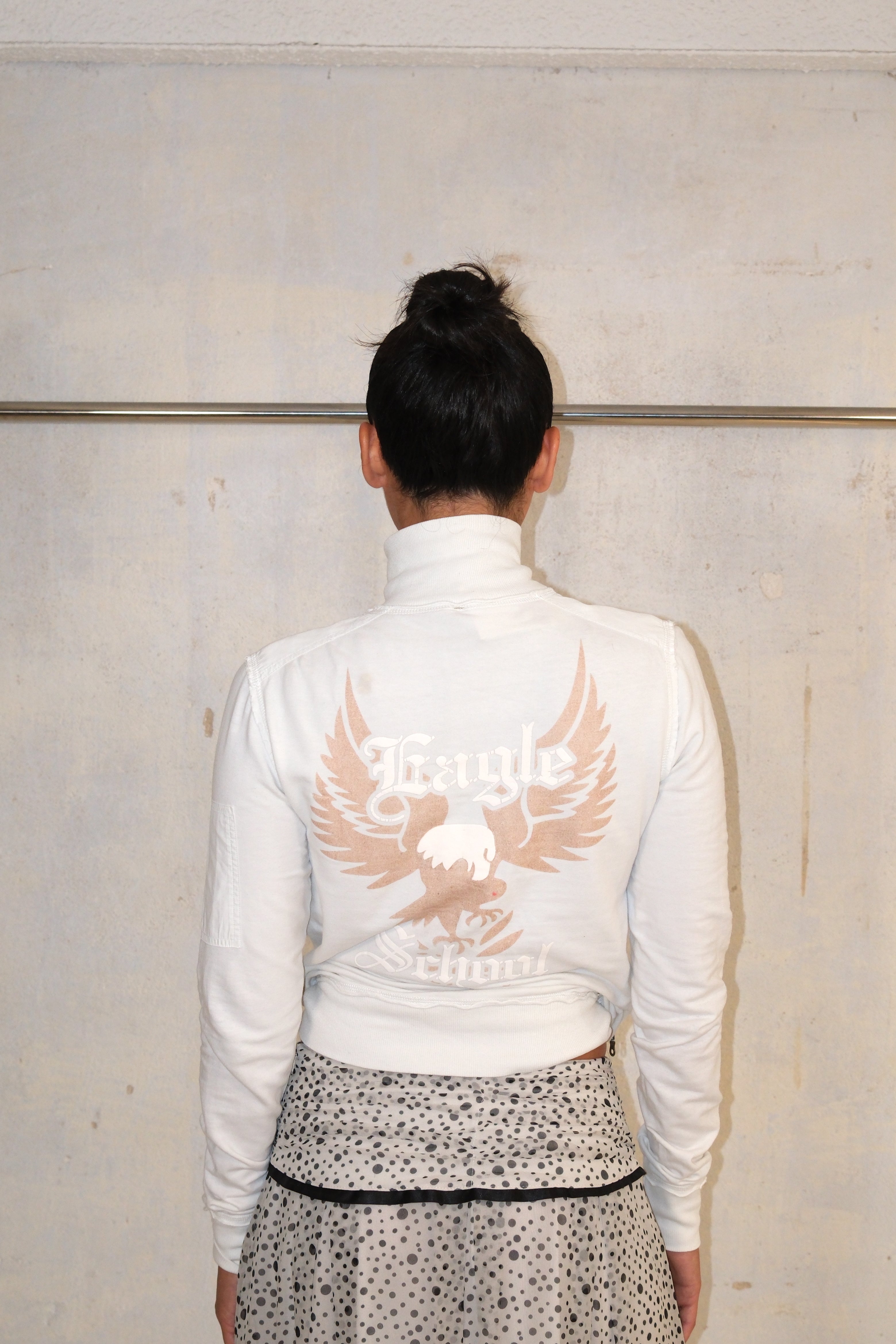 White Zipper Jacket With Back Graphic