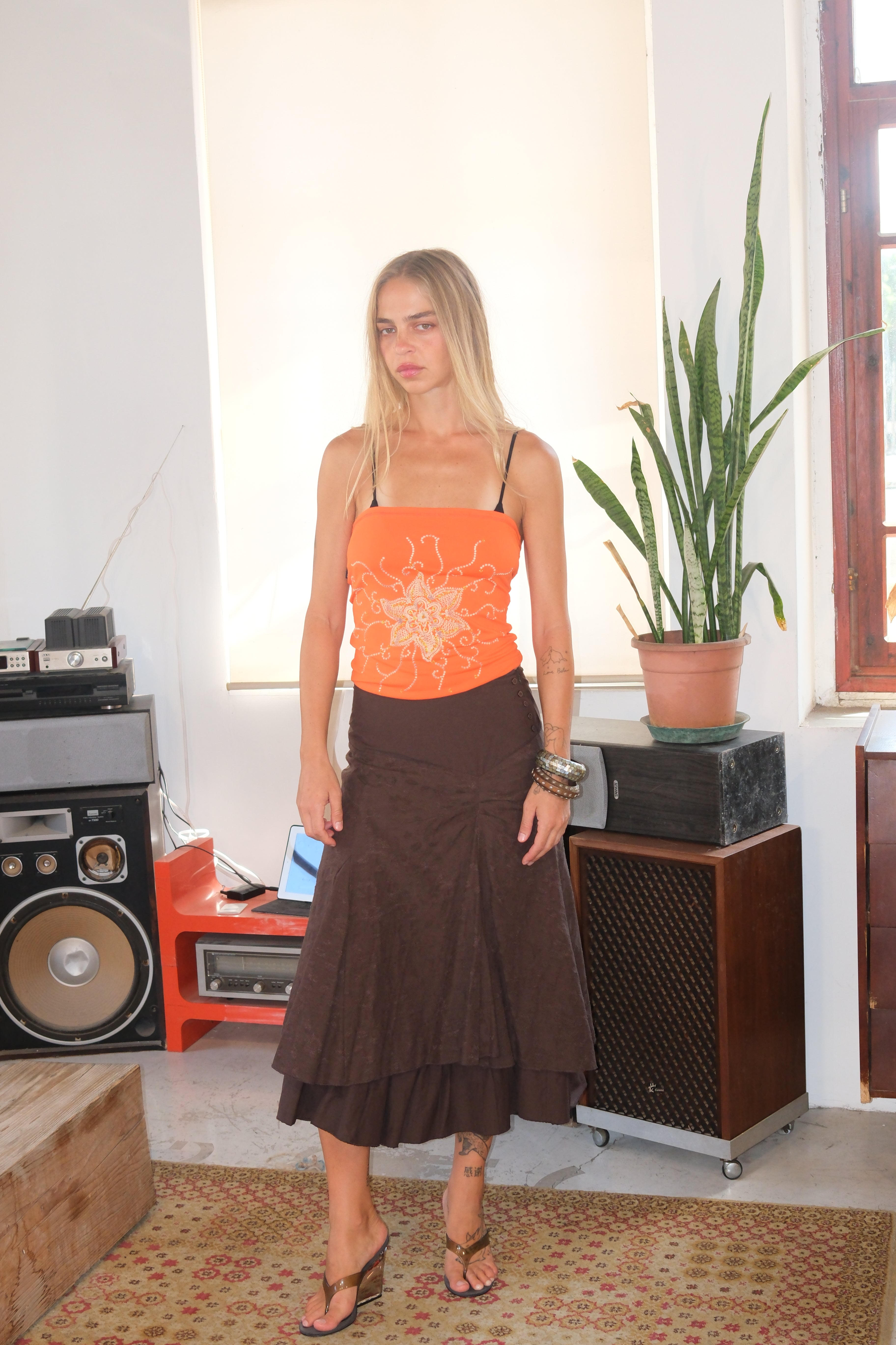 Brown Low Rise Skirt