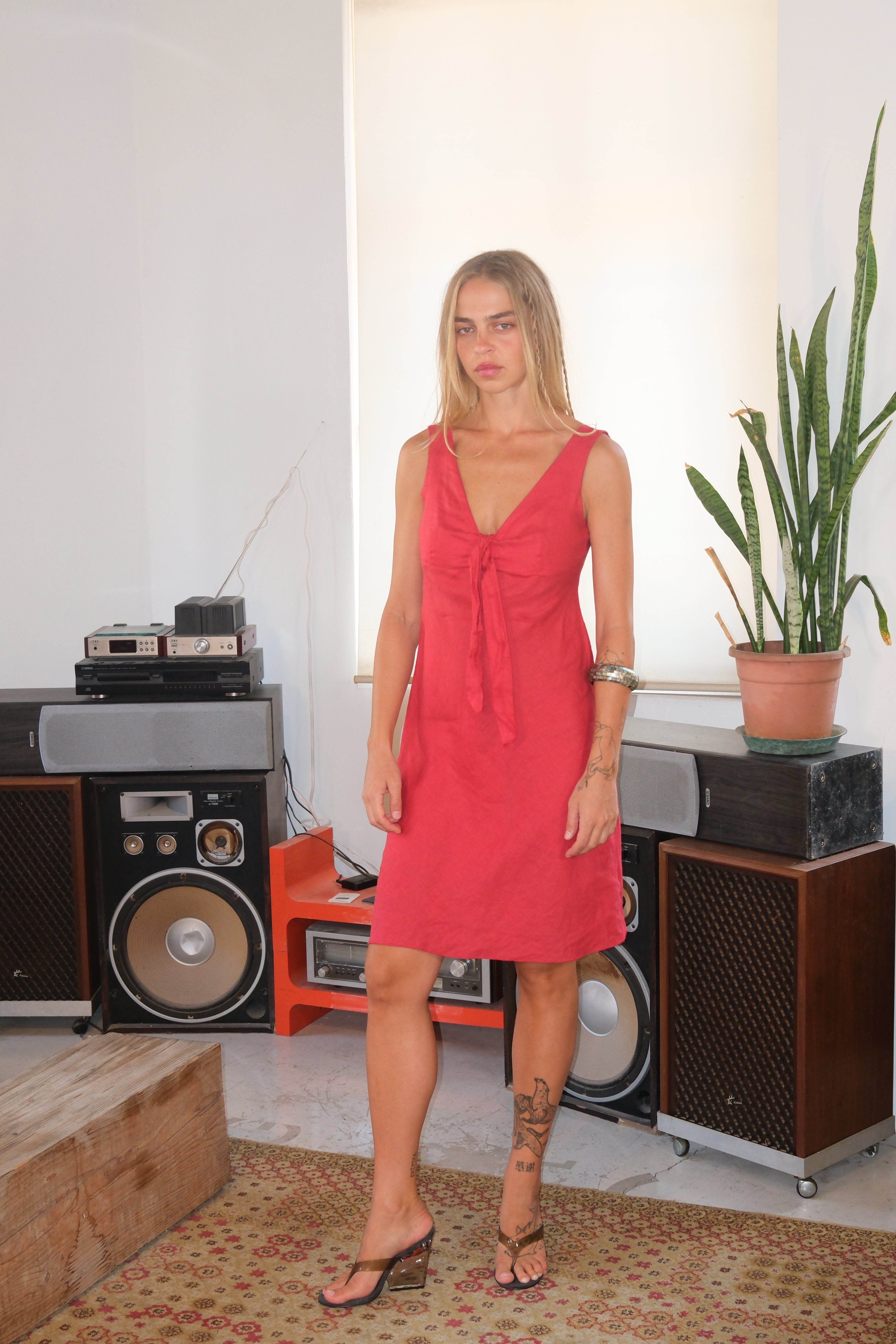 Red Linen Dress
